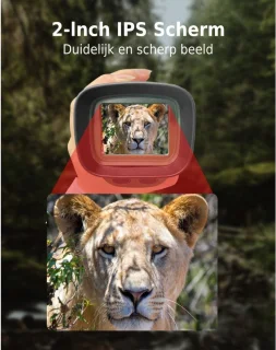 Nachtkijker met infrarood 2 Inch scherm 6x optische zoom inclusief beschermhoes en kaartlezer