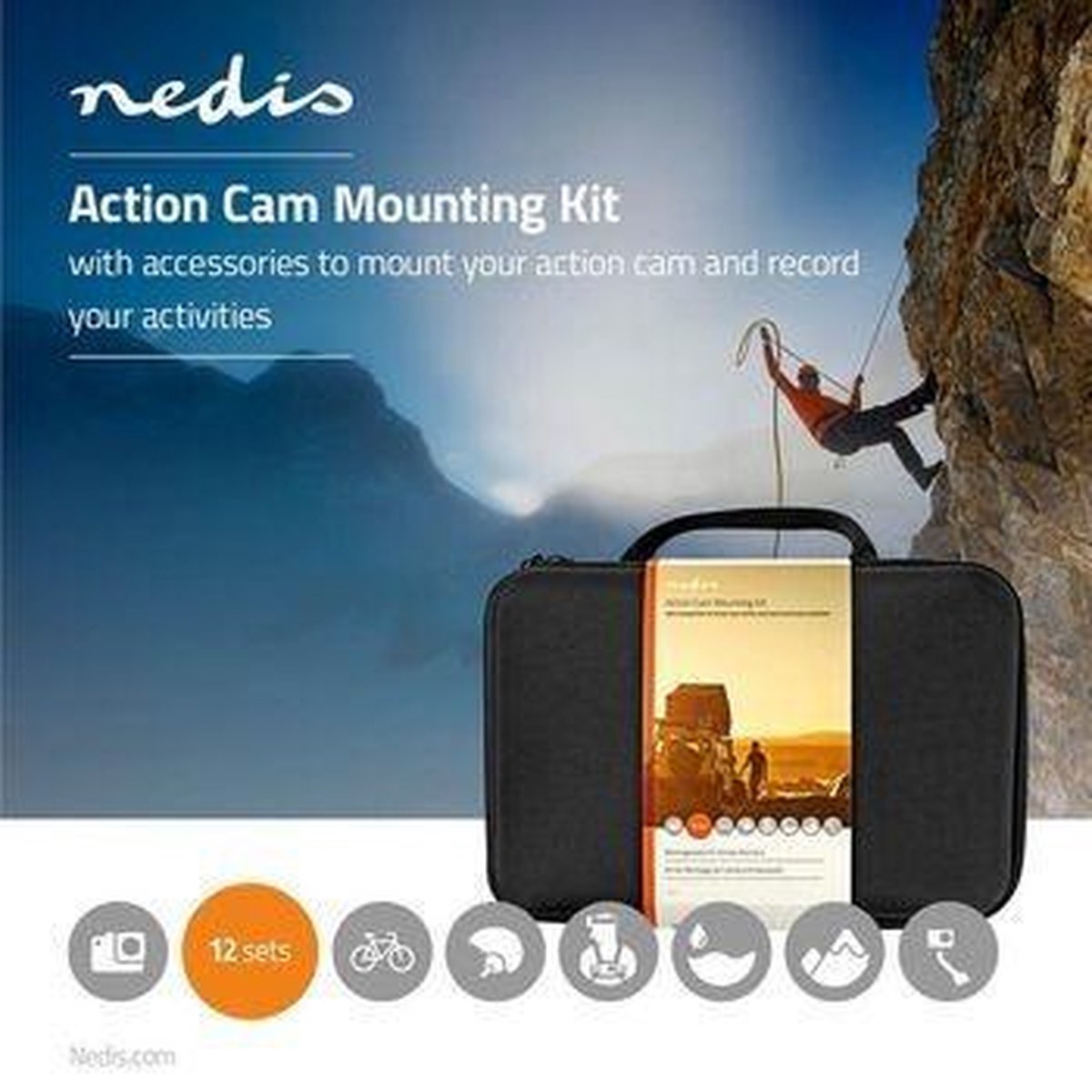 Nedis Actiecamera Bevestigingsset 12-delig Zwart