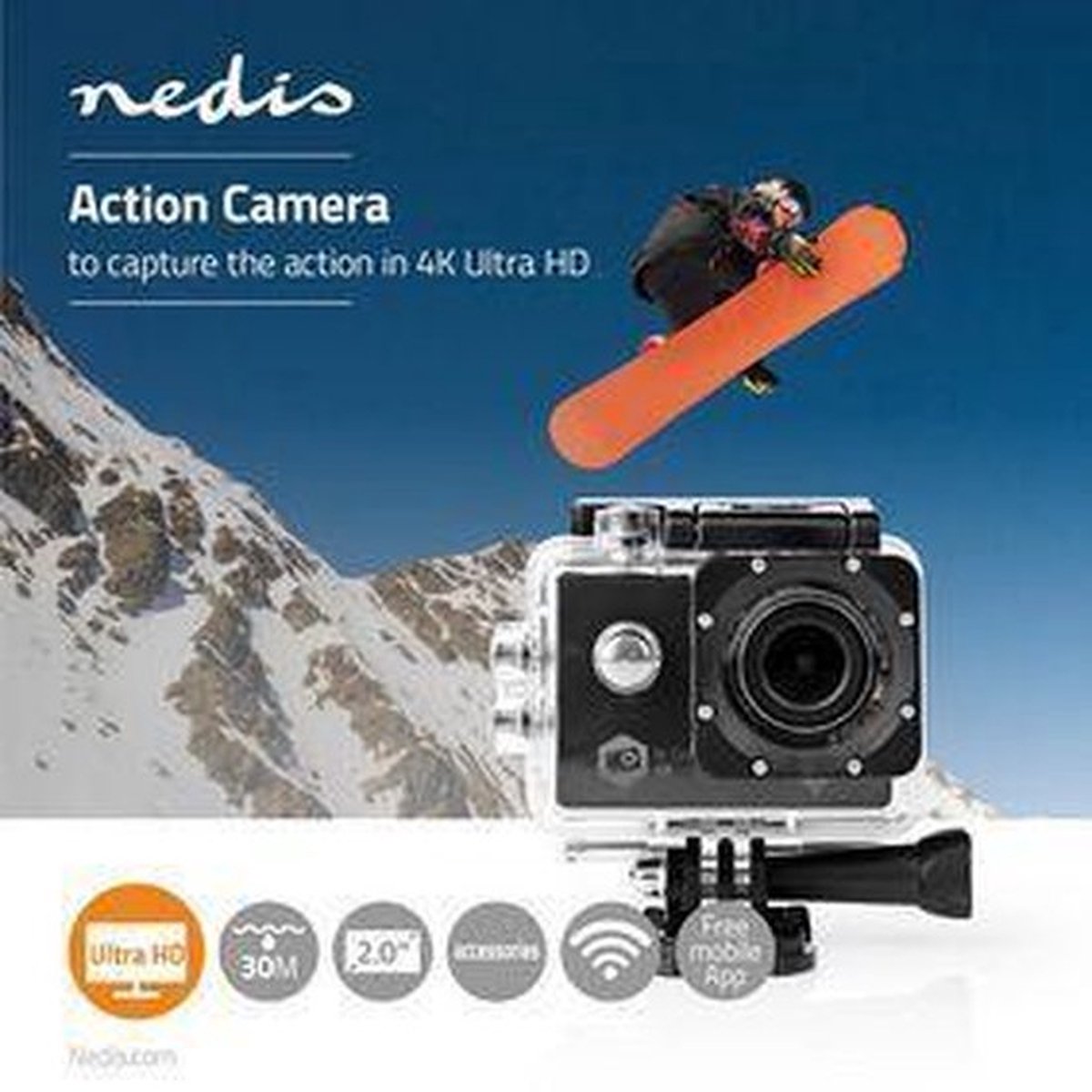 Nedis Action Cam 4K 16MP Zwart
