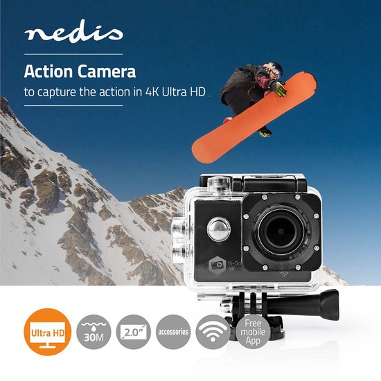 Nedis Action Cam 4K 16MP Zwart