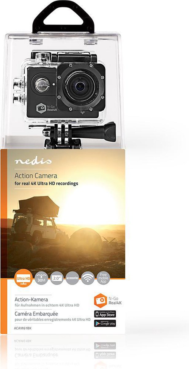 Nedis Action Cam 4K 16MP Zwart