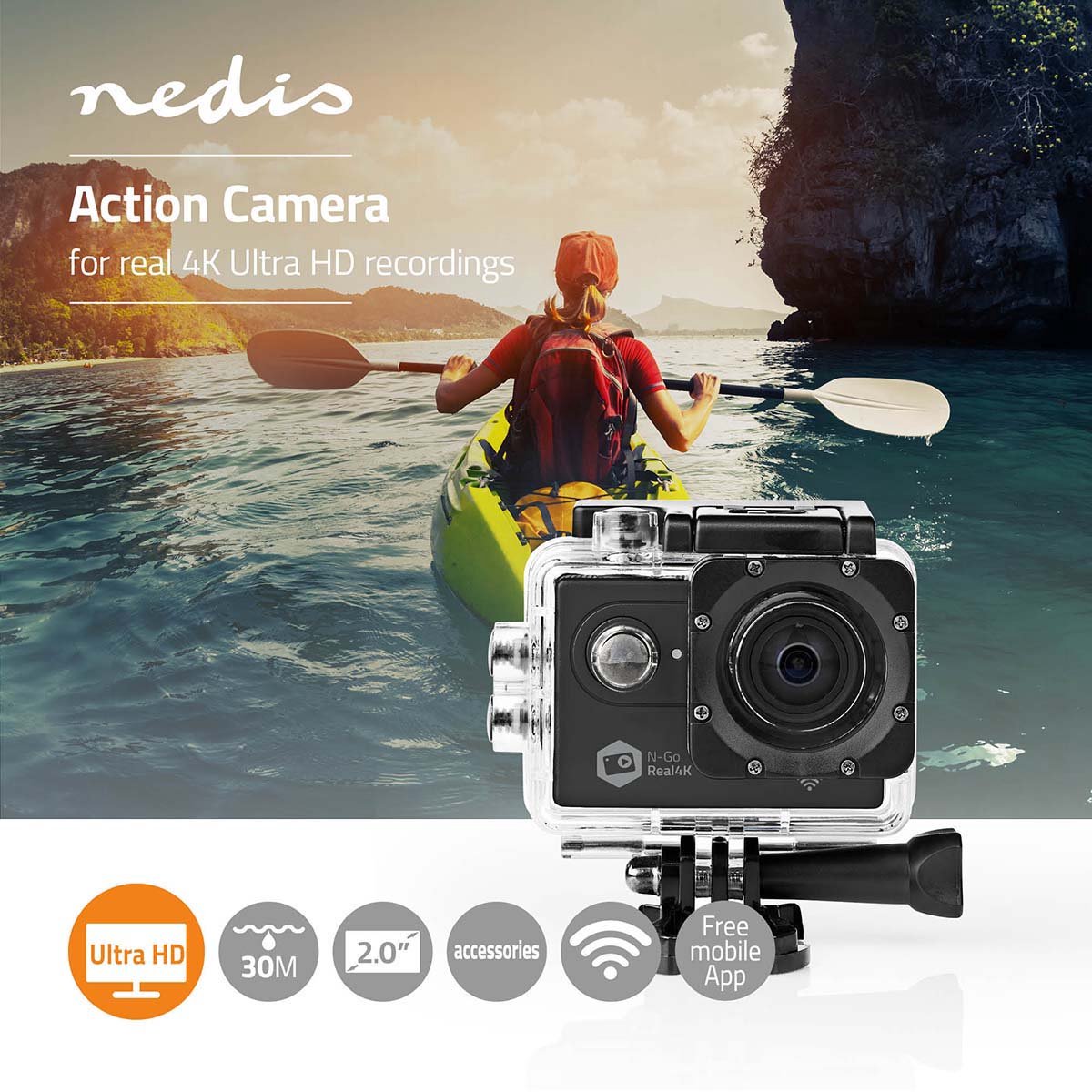 Nedis Action Cam 4K 16MP Zwart