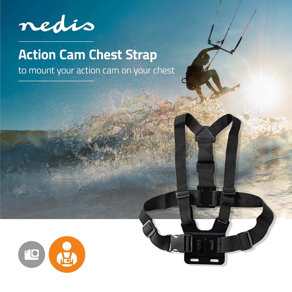 Nedis Action Cam Borstband Zwart