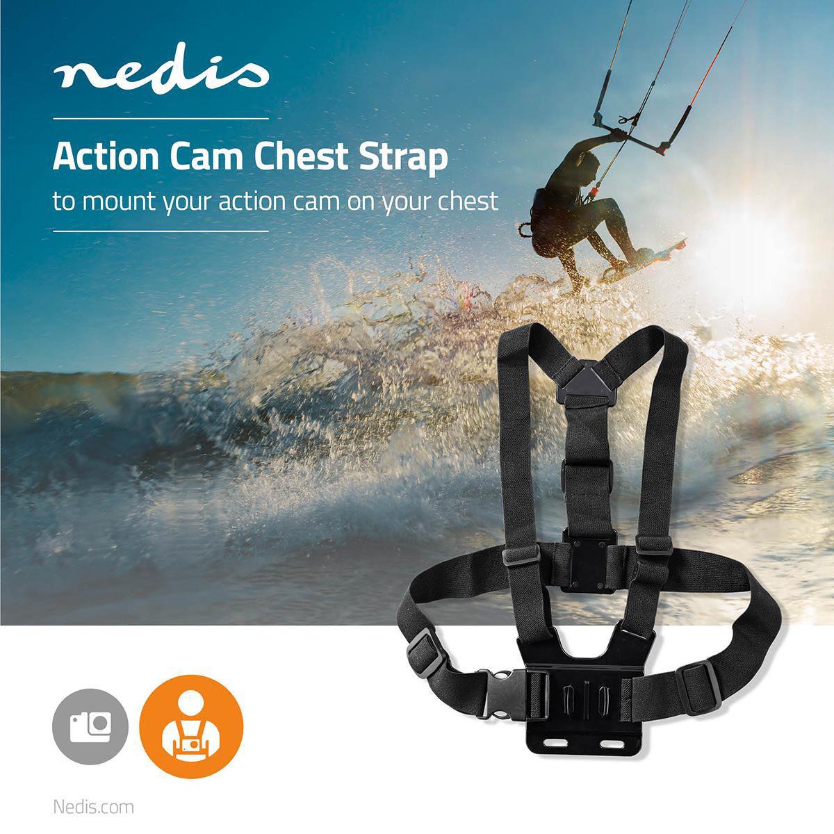 Nedis Action Cam Borstband Zwart