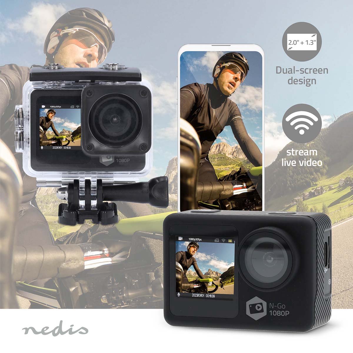 Nedis Action Camera 1080P 12MP Wi-Fi