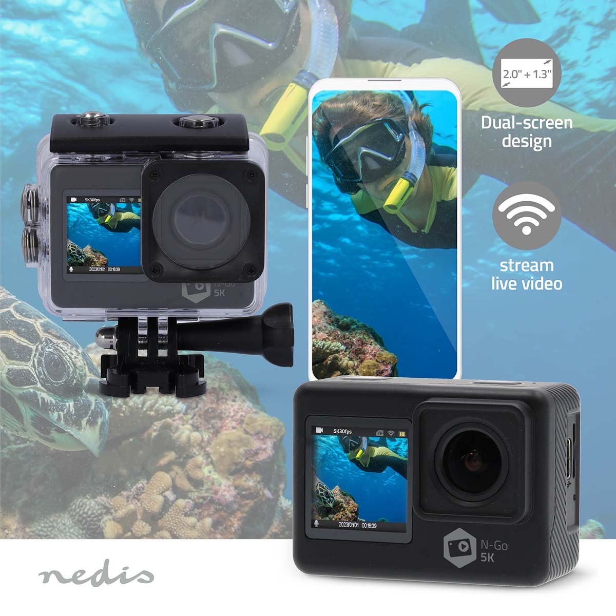 Nedis Action Camera 5K Dual Screen WiFi