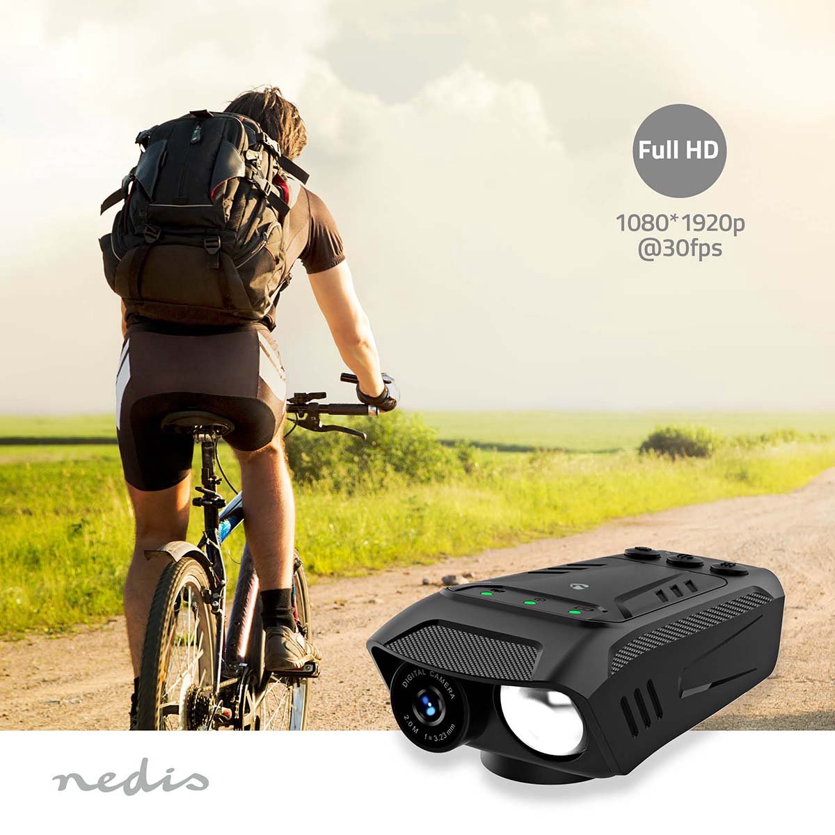 Nedis Fietscamera 2MP 1080p Zwart