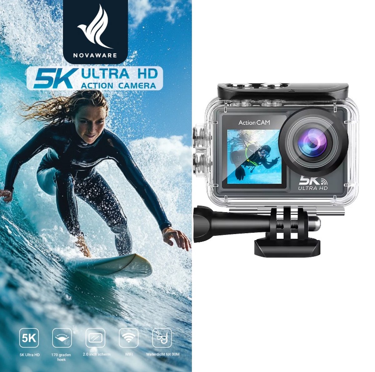 NovaWare Action Camera 5K Ultra 4K 24MP