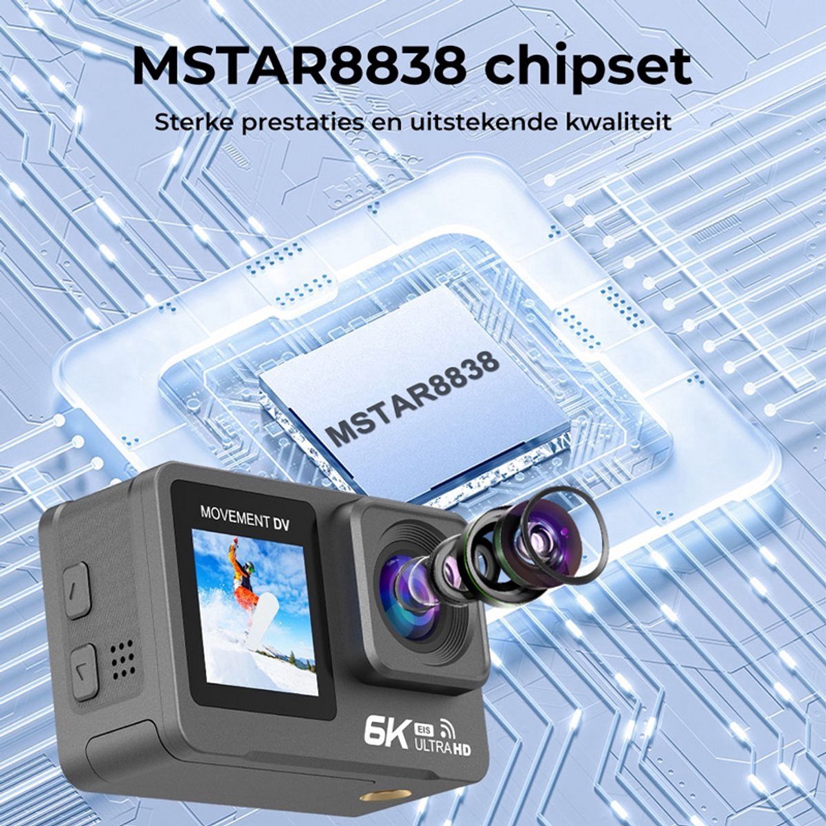 NovaWare Action Camera 6K Ultra 4K 60FPS Waterdicht