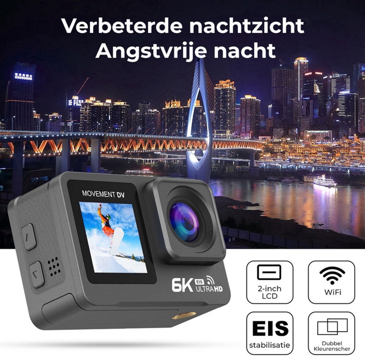 NovaWare Action Camera 6K Ultra 4K 60FPS Waterdicht