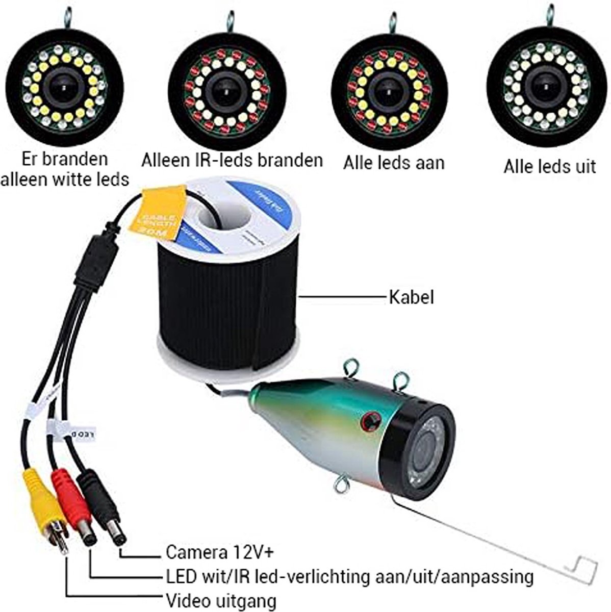 Onderwatercamera Visserij 7 Inch HD 1080P Waterdicht in Koffer