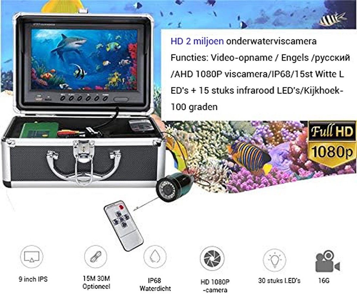 Onderwatercamera Visserij 7 Inch HD 1080P Waterdicht in Koffer