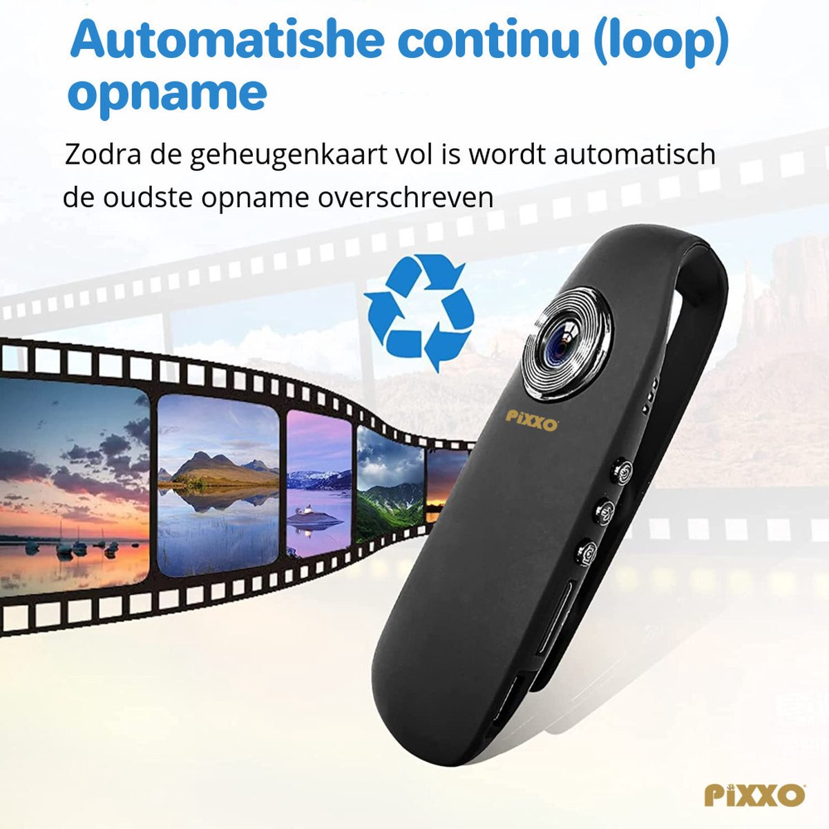 PiXXO Bodycam Full HD 1080P met Clip en Magneet 32GB