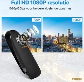 PiXXO Bodycam Full HD 1080P met Clip en Magneet 32GB