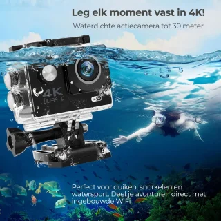 PolderGoods Action Camera 4K 12MP WiFi Waterdicht