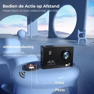 PolderGoods Action Camera 4K 12MP WiFi Waterdicht