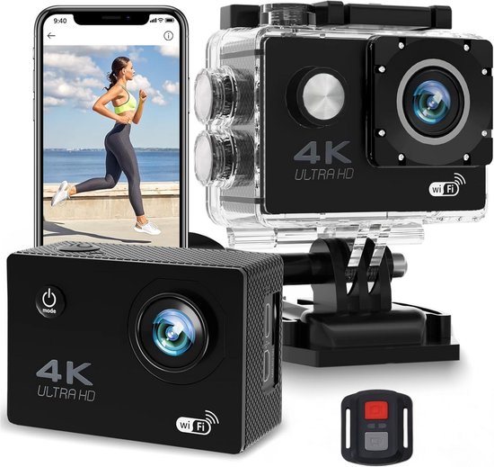 PolderGoods Action Camera 4K 12MP WiFi Waterdicht