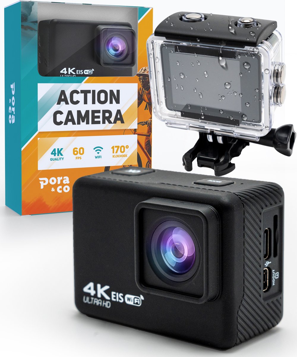 Pora&Co Action Camera 4K 16MP WiFi