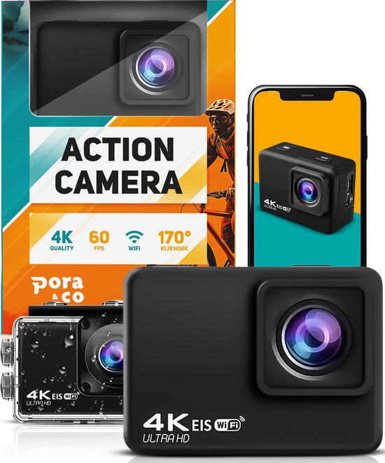 Pora&Co Action Camera 4K 16MP WiFi
