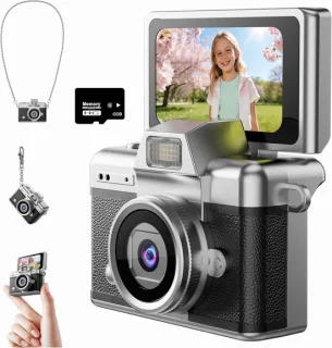 Retro Mini Digitale Kindercamera - Sleutelhanger - Zwart