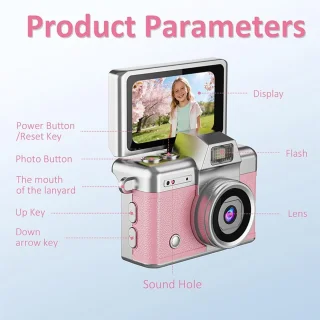 Wat vinden we goed aan de Retro Mini Digitale Sleutelhanger Camera - Compact Kindercamera, Geel