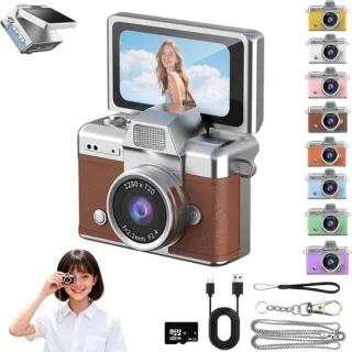 Retro Mini Digitale Sleutelhangercamera - Bruin