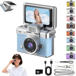 Retro Mini Digitale Sleutelhangercamera voor Kinderen - Blauw