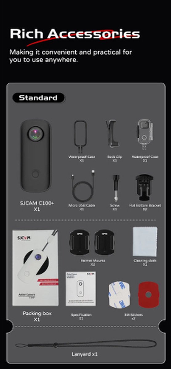 SJCAM C100 Plus Actiecamera Zwart