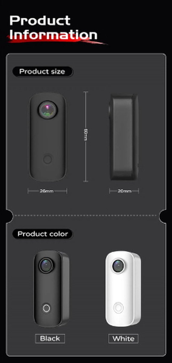 SJCAM C100 Plus Actiecamera Zwart