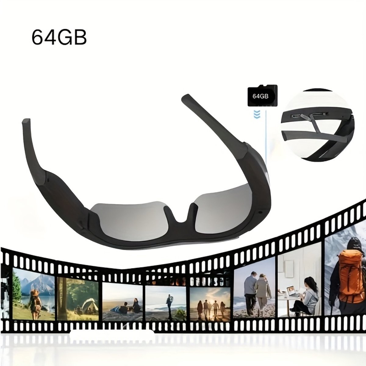 Slimme Videobril 1080P HD Met Camera 64GB