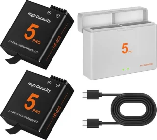 SnelShoppen 2 stuks 2800 mAh camera accu's met acculaderkit voor Osmo 360 Action 6/5 Pro/4/3
