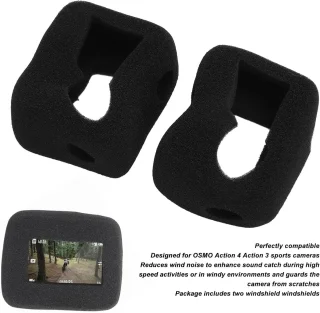 SnelShoppen 2 stuks Foam Windslayer-behuizing voor actiecamera, geschikt voor Osmo Action 4 en 3