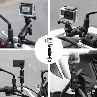 SnelShoppen - 360° Rotatable Camera Houder voor Motorfiets en Fiets Handvat Achteruitkijkspiegel Bevestiging voor Actie Camera Compact Digitale Camera
