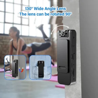 SnelShoppen - Draagbare WiFi Camera, 1080P HD Draadloze Achterclip Geluid Video Recorder met 130 Graden Groothoeklens, Nachtzicht Mini Camera voor Wet