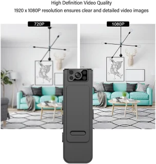 SnelShoppen - Draagbare WiFi Camera, 1080P HD Draadloze Achterclip Geluid Video Recorder met 130 Graden Groothoeklens, Nachtzicht Mini Camera voor Wet