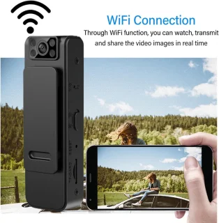 SnelShoppen - Draagbare WiFi Camera, 1080P HD Draadloze Achterclip Geluid Video Recorder met 130 Graden Groothoeklens, Nachtzicht Mini Camera voor Wet