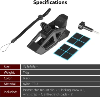 SnelShoppen motorhelm kinmontageclip voor actiecamera