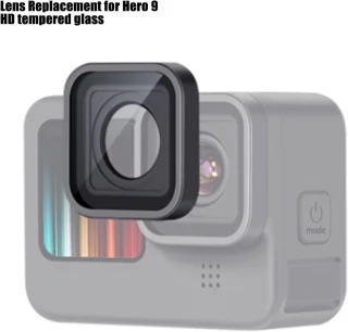 SnelShoppen vervanglens voor 9 10 action camera, tempered glass, geschikt voor 9 Black