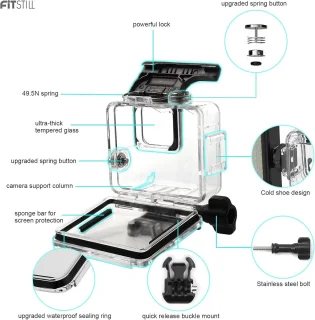 SnelShoppen Waterproof onderwater case en drijvende handgreep voor 4K actiecamera - duikset voor Hero 4K