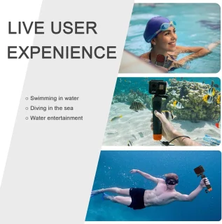 SnelShoppen Waterproof onderwater case en drijvende handgreep voor 4K actiecamera - duikset voor Hero 4K