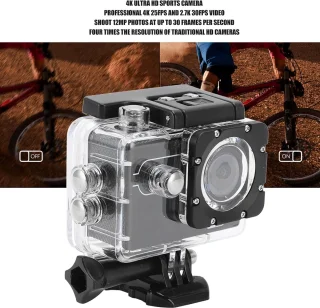 SnelShoppen - WiFi Actie Duikcamera 4K Hoogtepunten, Waterdichte Sportcamera met 170 Graden Groothoeklens voor Onderwater en Buitensport