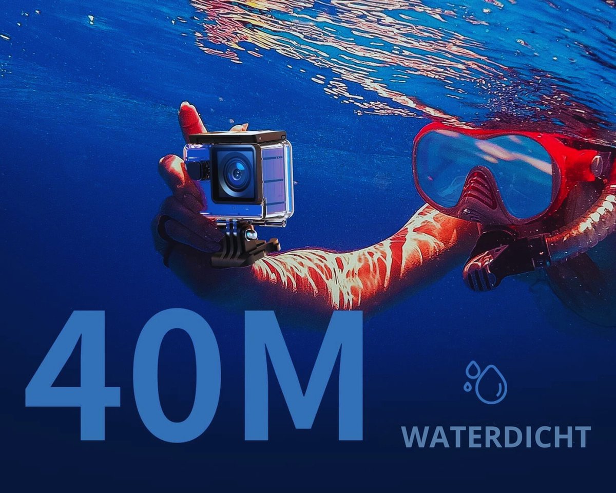 Sportcamera 4K 60fps 24MP 170° Groothoek Met Dubbele Microfoon - Inclusief 2 Batterijen