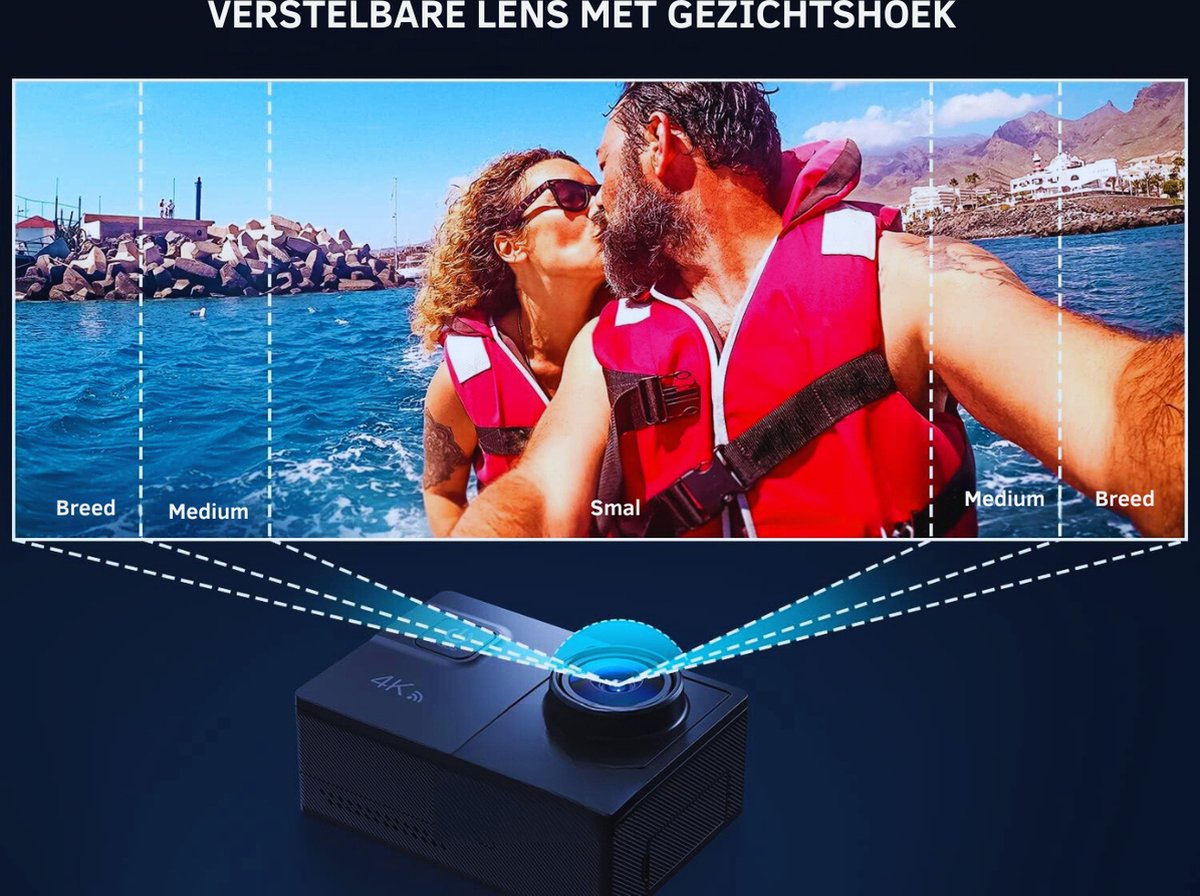 Sportcamera 4K 60fps 24MP 170° Groothoek Met Dubbele Microfoon - Inclusief 2 Batterijen