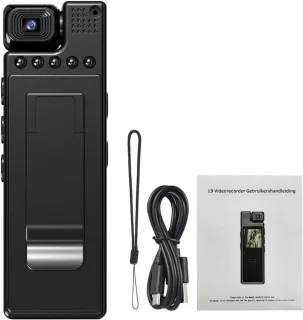 Spy Camera Bodycam 4K met Draaibare Lens Zwart