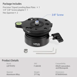 Statiefplaat 360 graden rotatie en +15° kanteling voor DSLR-camcorders - ShopVlot