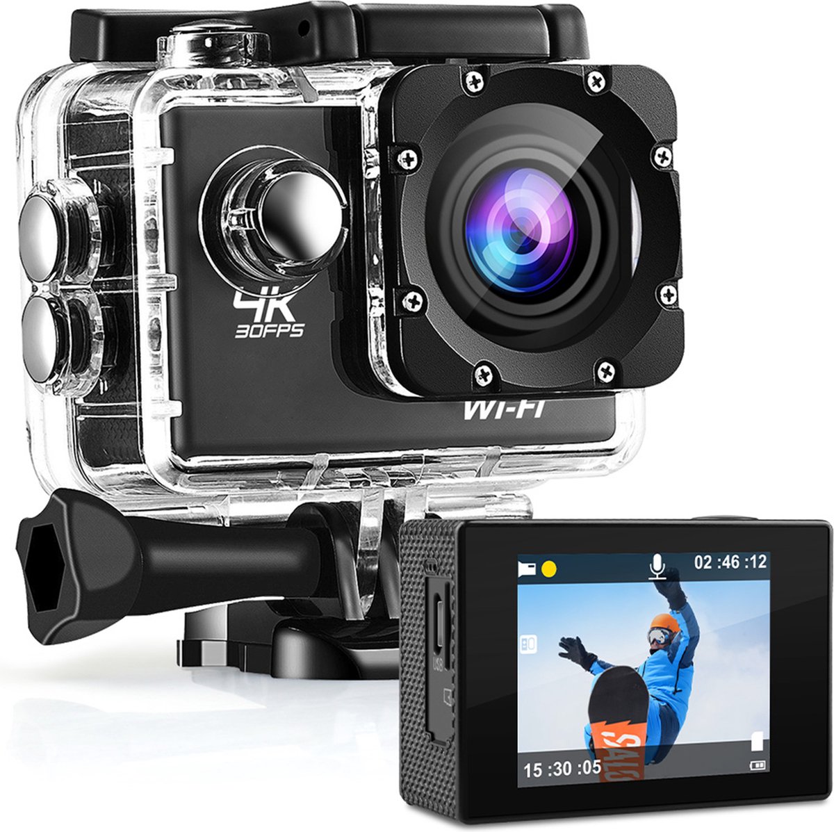 De Strex Action Camera 4K 16MP in één oogopslag