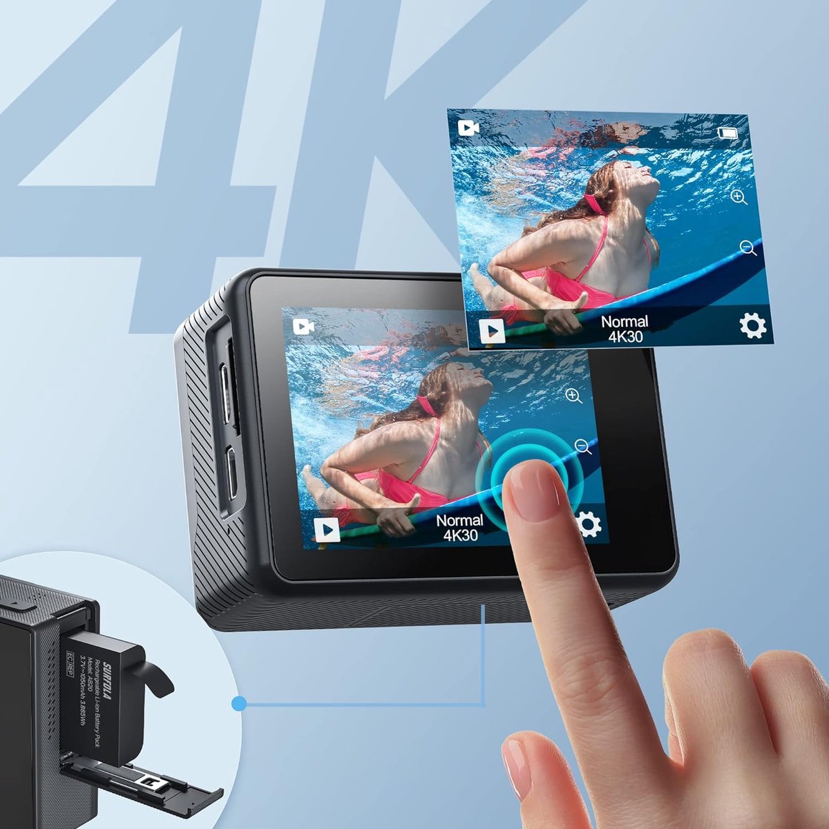 Surfola SF530Pro 4K Action Cam Dual Screen
