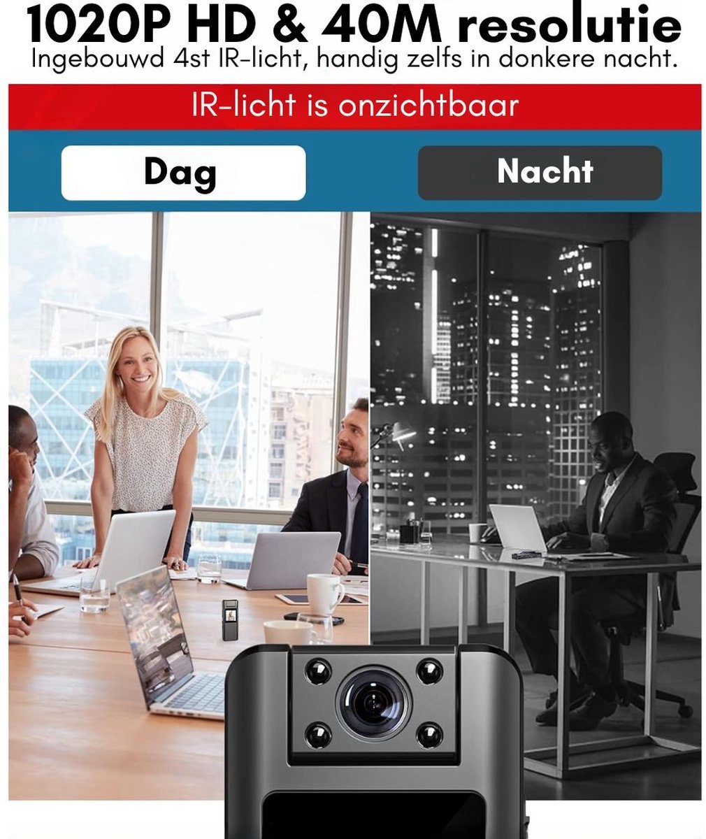 Thuys Bodycam Action Cam HD 1080P Zwart