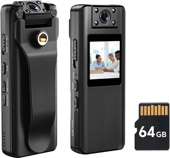 Thuys Bodycam Action Cam HD 1080P Zwart