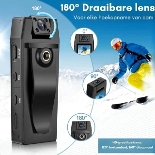Thuys Bodycam Action Cam HD 1080P Zwart